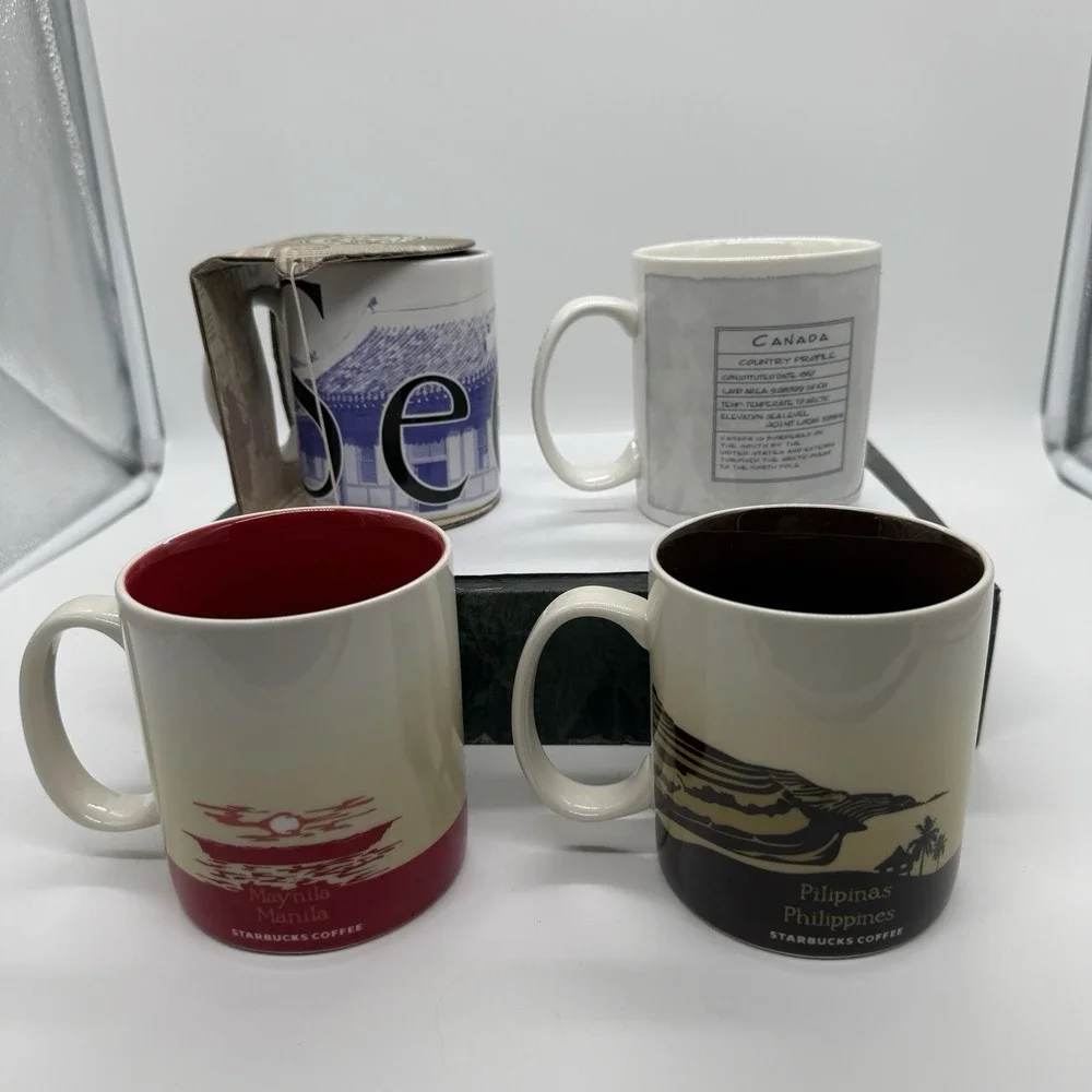 Starbucks City Mug Lot 4 Manila Philippines Canada Seoul Coffee Cups 2000-2012
